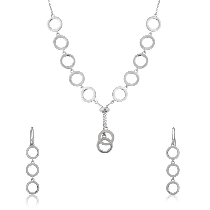 925 Silver Linked Ring Pendant Necklace