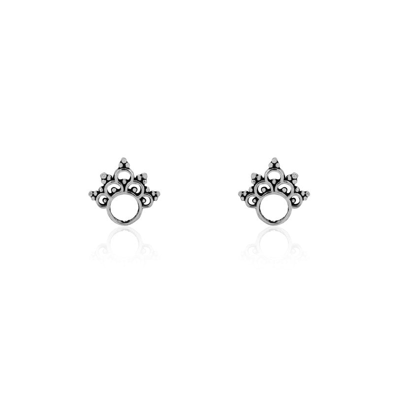 Sterling Silver Crown Stud Earrings