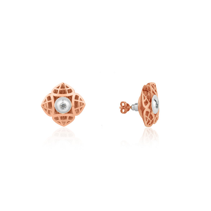 925 Silver Flower Rose Gold Earrings