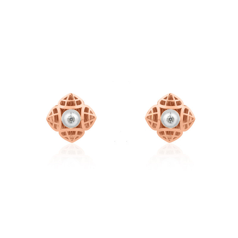 925 Silver Flower Rose Gold Earrings