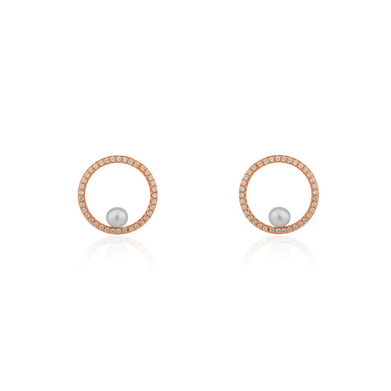 925 Silver Circle of Pie Stone Earrings