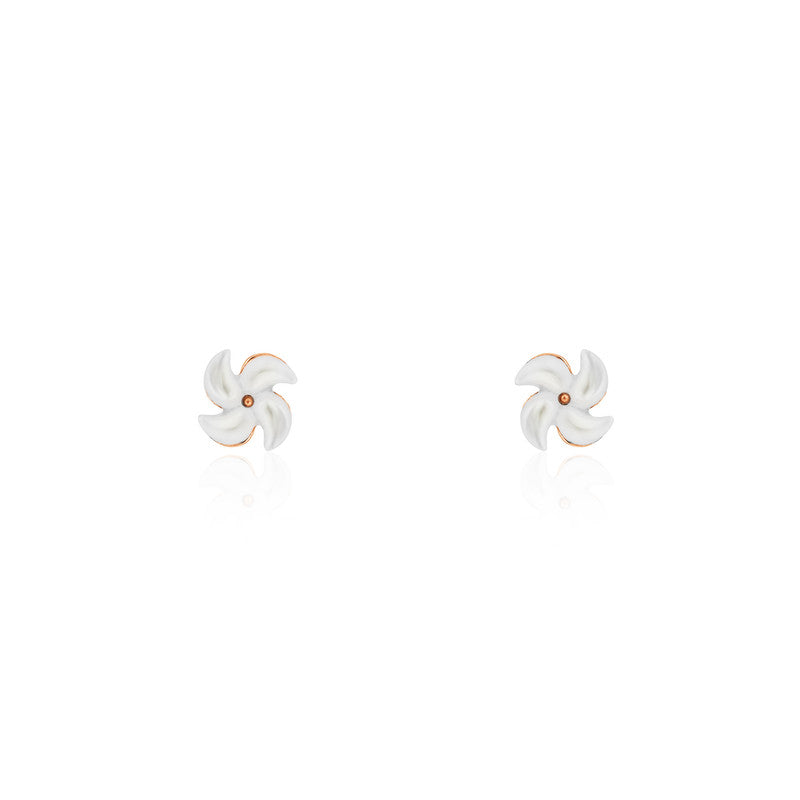 925 Silver Spinning Fan Rose Gold Earrings