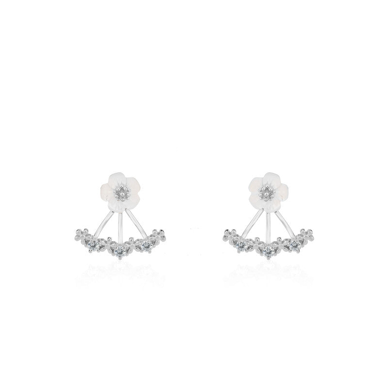 925 Silver Floral Detachable Tassel Earrings