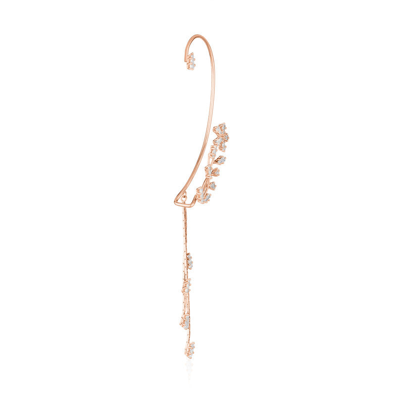 925 Silver Floral Ear Cuff with Tassel