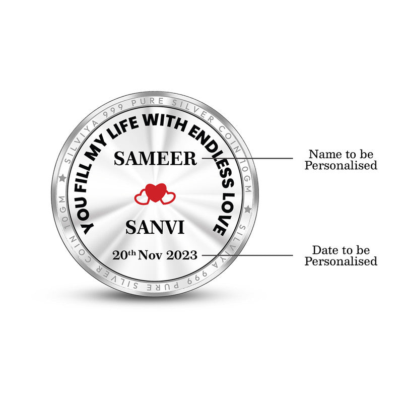 Personalized 1st Anniversary 999 Pure Silver Coin Round