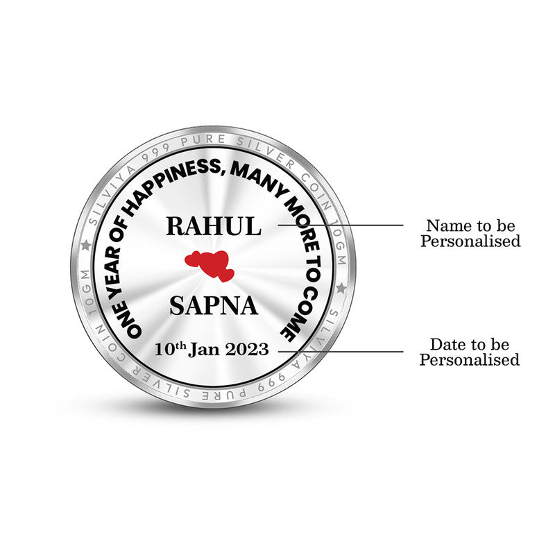 Personalized First Anniversary 999 Pure Silver Coin Round