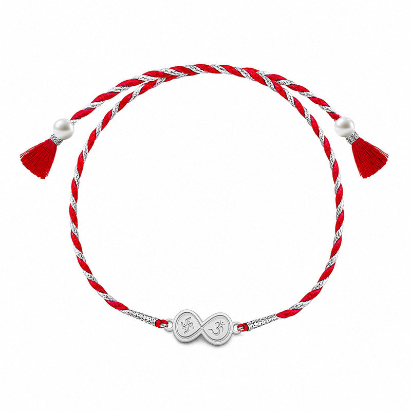 Silver Lotus Rakhi for Brother with Roli Chawal