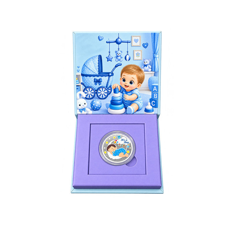 New Born It's a Boy 999 Pure Silver Coin With Gift Box