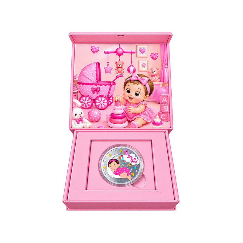 New Born It's a Girl 999 Pure Silver Coin With Gift Box