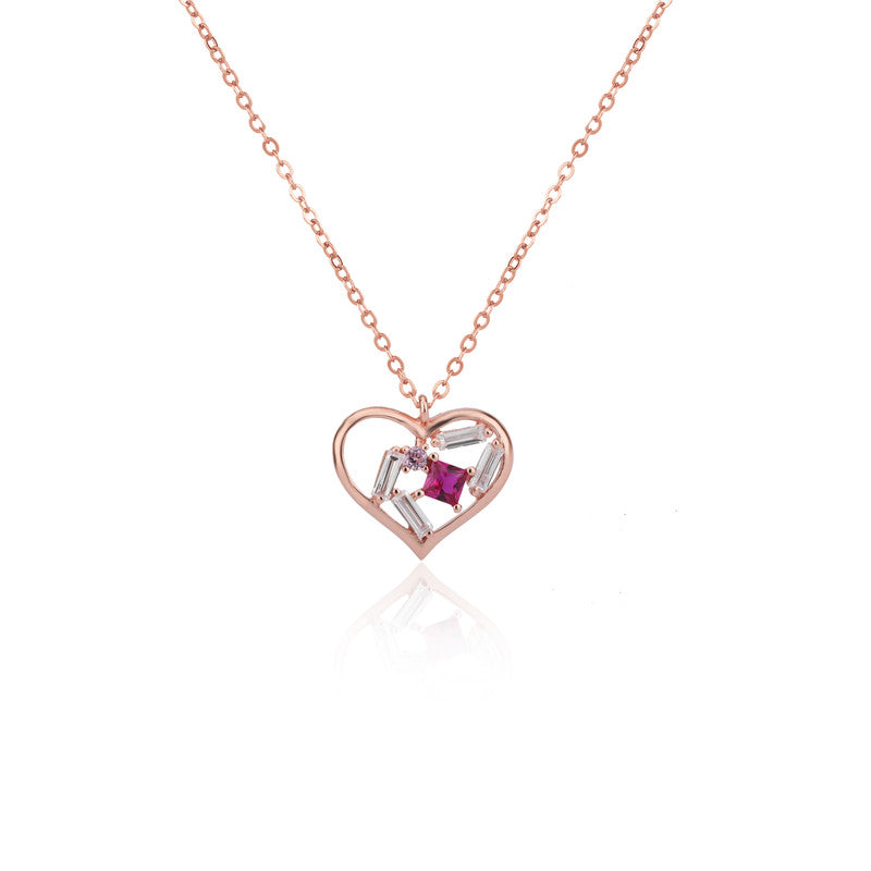 Rose Gold Heart 925 Silver Pendant Necklace