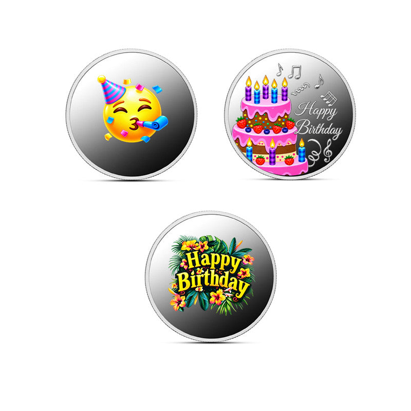 Happy Birthday 999 Pure Silver Coin Gift Box Set (3 Coins x 1 Gm Each)