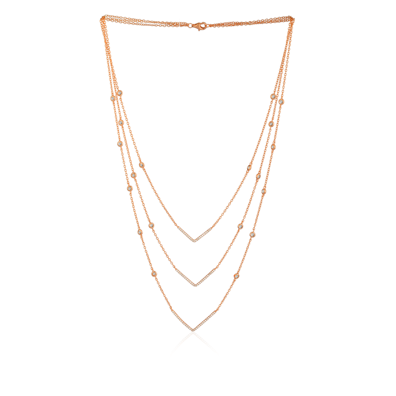 925 Silver Rose Gold Charm Necklace