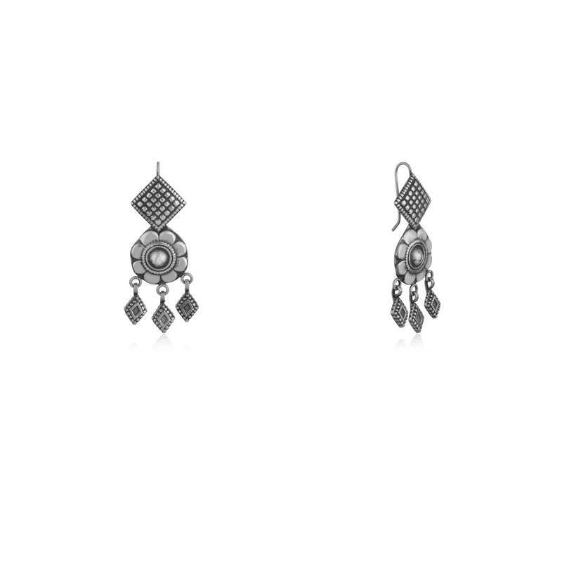 Vintage 925 Oxidized Silver Earrings