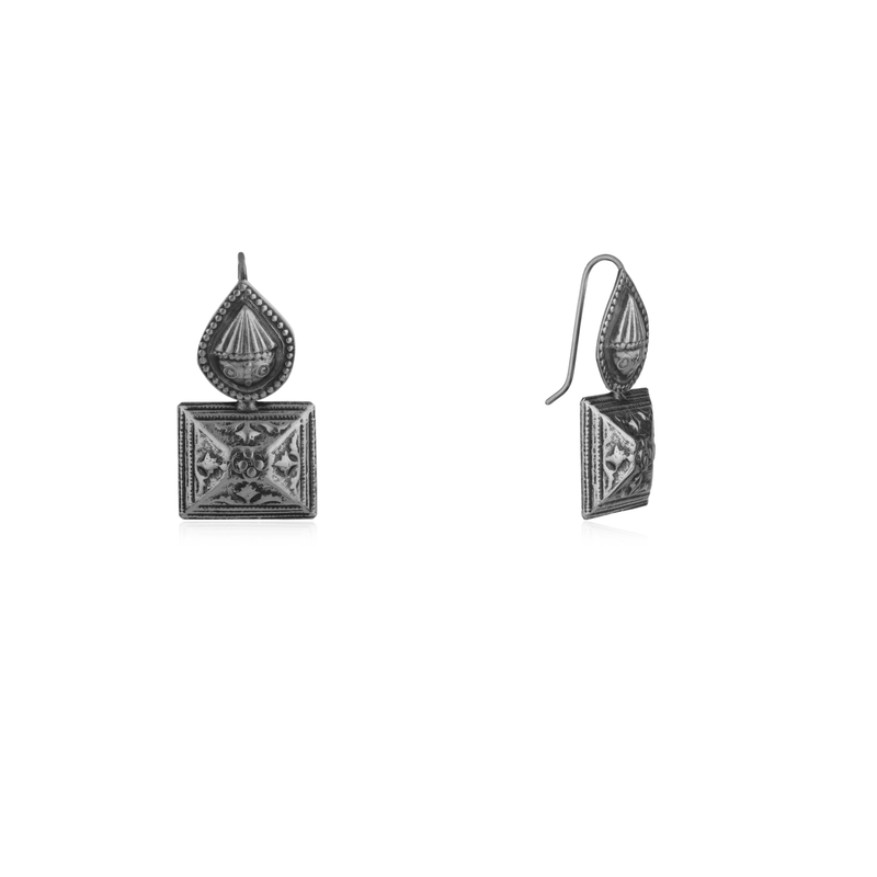 925 Silver Teardrop & Square Earrings