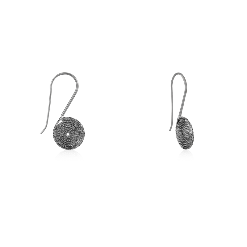 925 Silver Coiled Charm Earrings