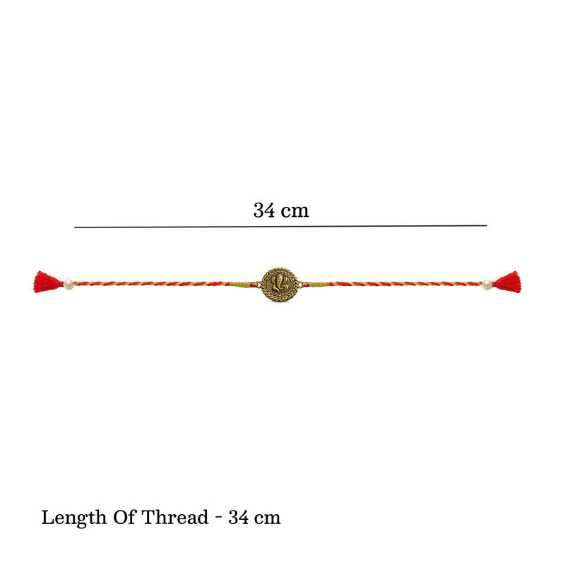 Silver Shree Design Rakhi for Brother with Roli Chawal