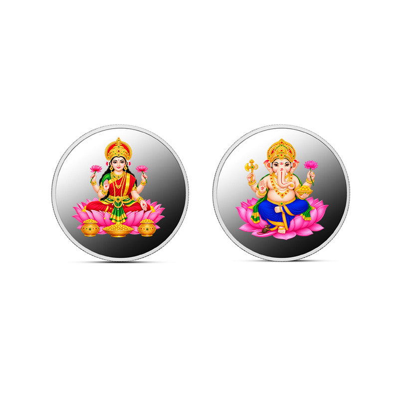 Lakshmi Ganesh 999 Pure Silver Coin Gift Box Set (2 Coins x 1 Gm Each)