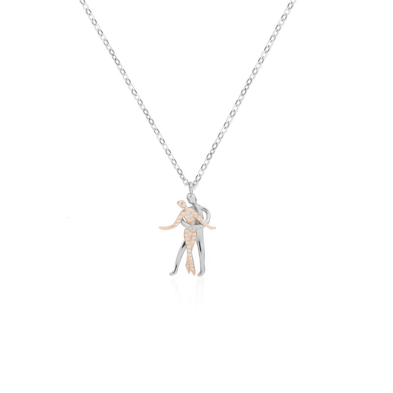 Rose Gold Dancing Couple 925 Silver Pendant