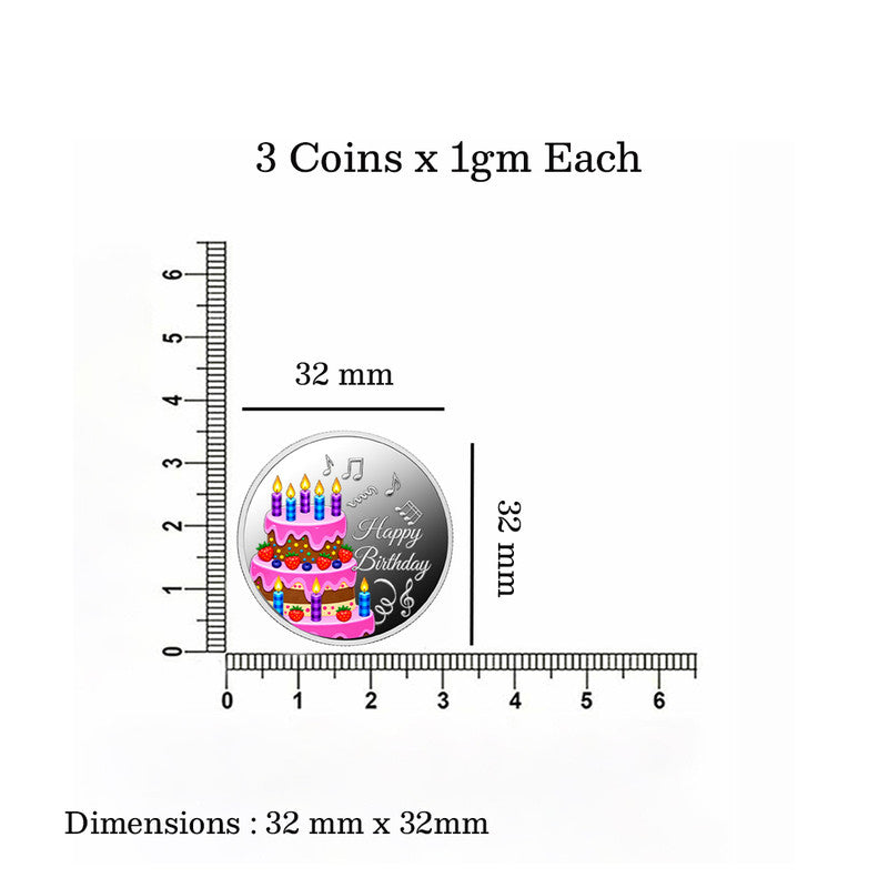 Happy Birthday 999 Pure Silver Coin Gift Box Set (3 Coins x 1 Gm Each)