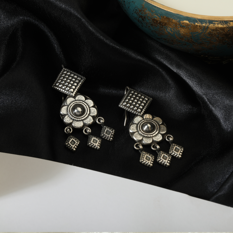 Vintage 925 Oxidized Silver Earrings