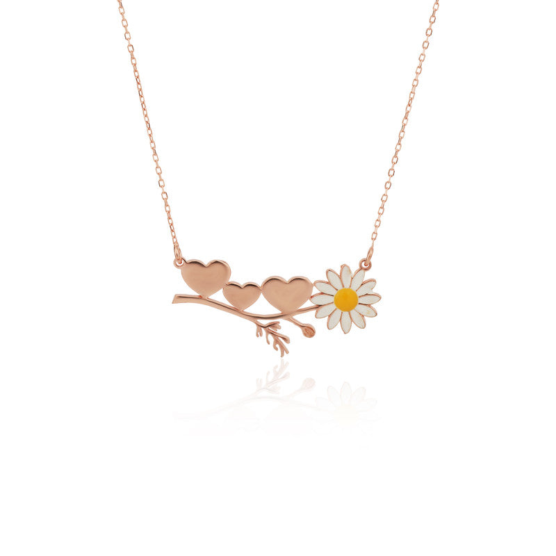 Rose Gold Sunflower 925 Silver Pendant Necklace