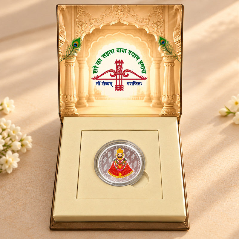 Khatu Shyam Baba 999 Pure Silver Coin With Gift Box