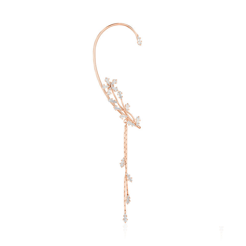 925 Silver Floral Ear Cuff with Tassel