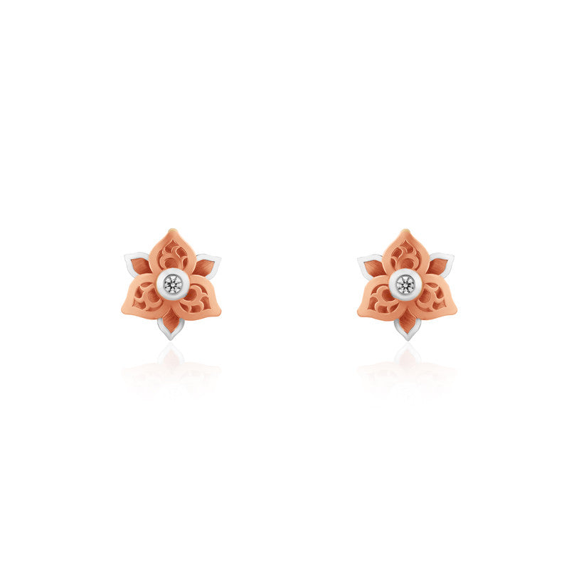 925 Silver Rose Gold Duo-Leaf Earrings