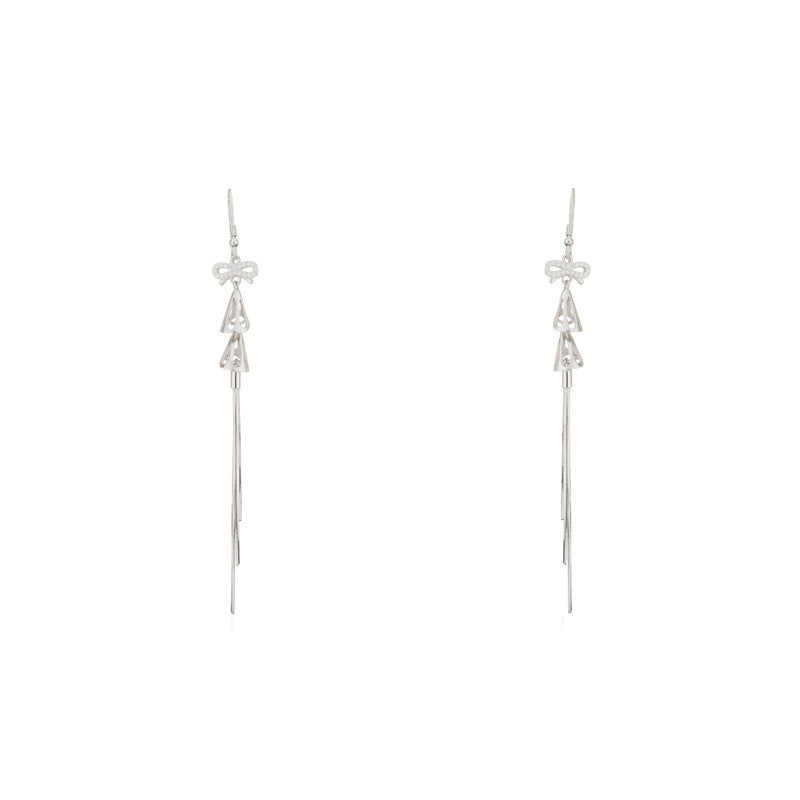 925 Silver Bow & Bell Dangle Earrings