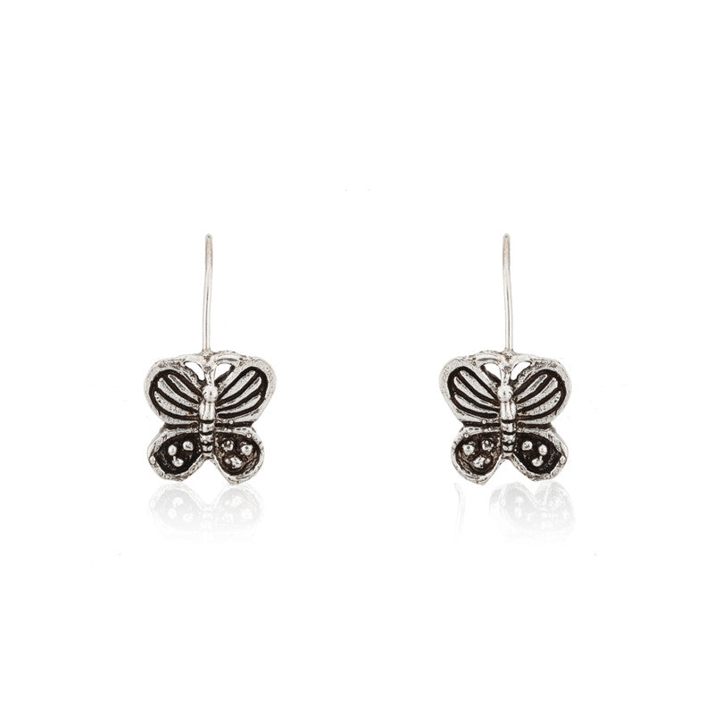 Oxidized Silver Butterfly Earrings