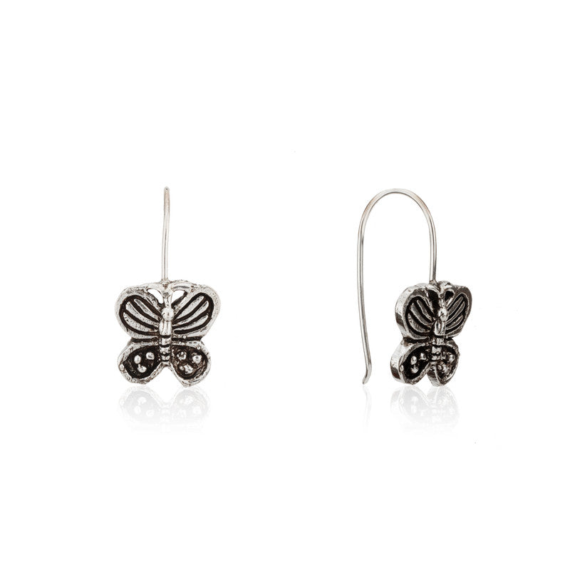 Oxidized Silver Butterfly Earrings