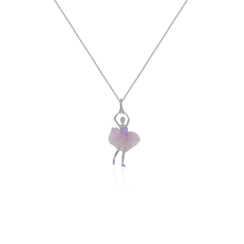 925 Silver Purple Dancing Doll Pendant