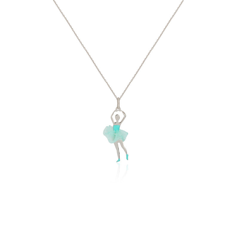 925 Silver Blue Dancing Doll Pendant