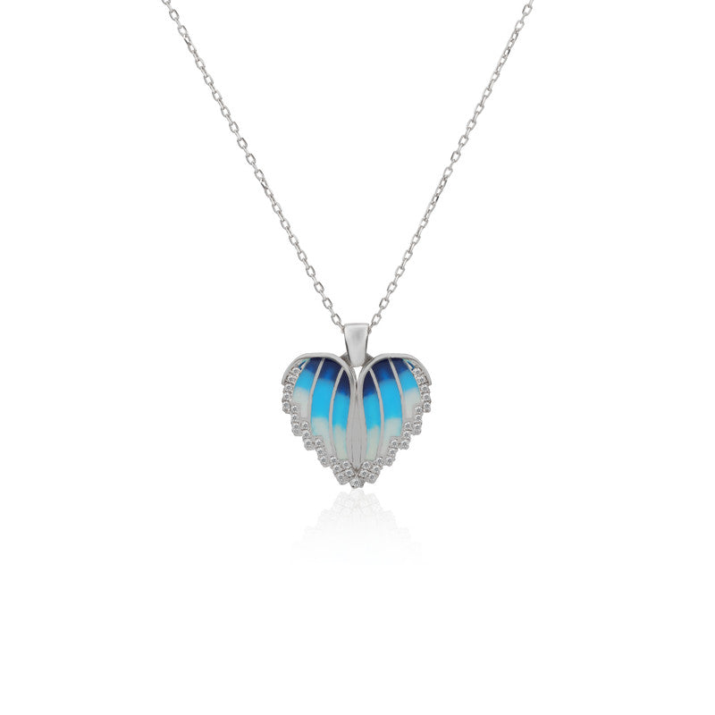 925 Silver Colorful Winged Heart Pendant