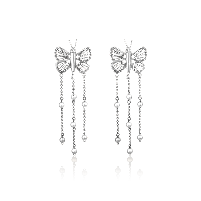 Oxidized 925 Silver Butterfly Earrings