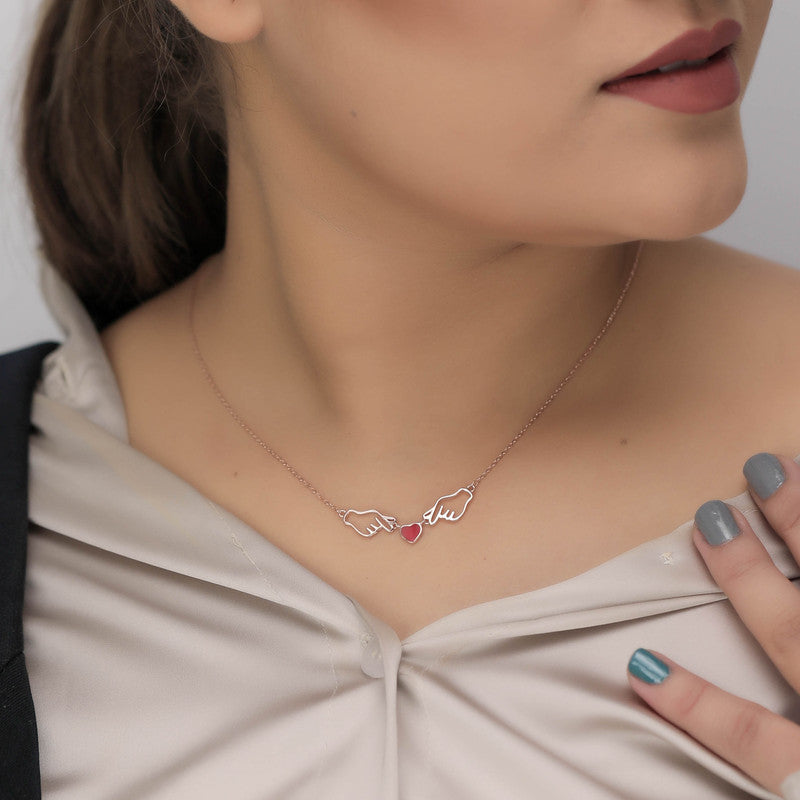 925 Silver Rose Gold Promise Necklace