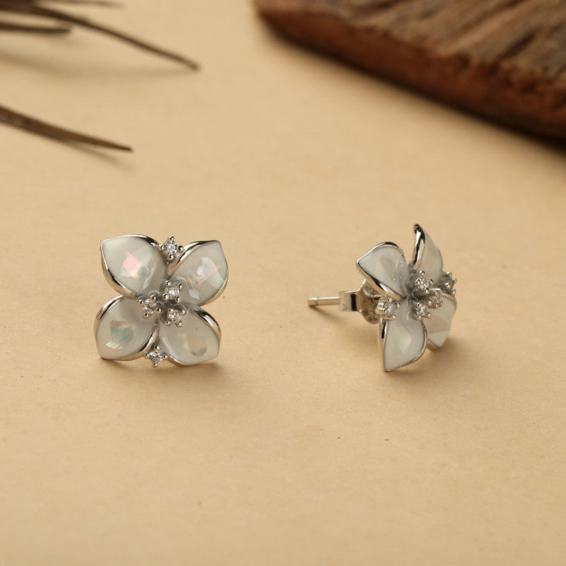 925 Silver Petal Dangle Earrings