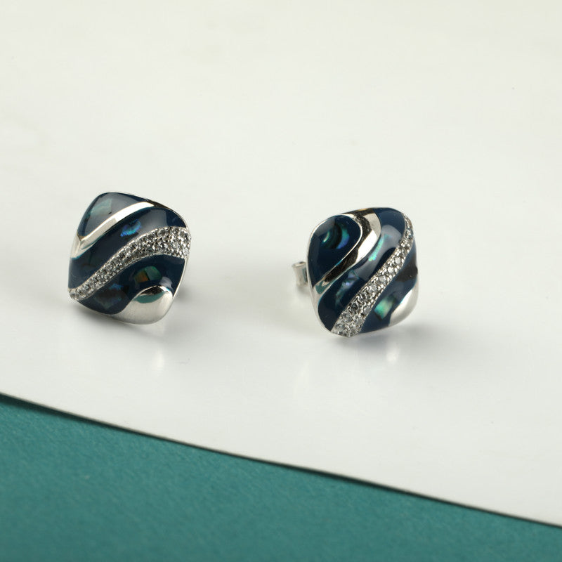 925 Silver Blue Topaz Stud Earrings