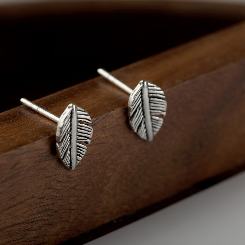 Sterling Silver Leaf Stud Earrings