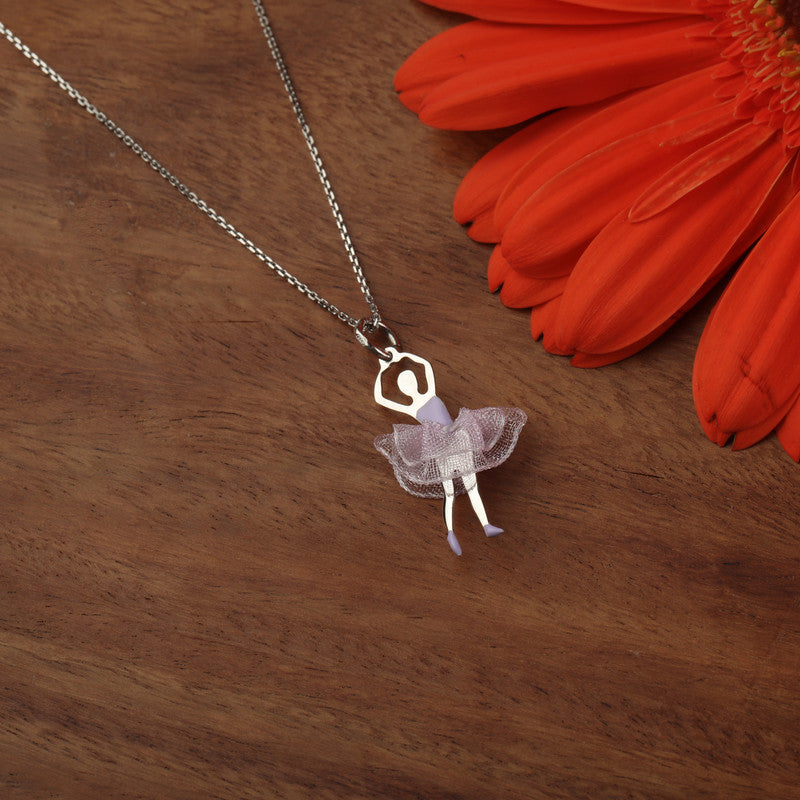 925 Silver Purple Dancing Doll Pendant