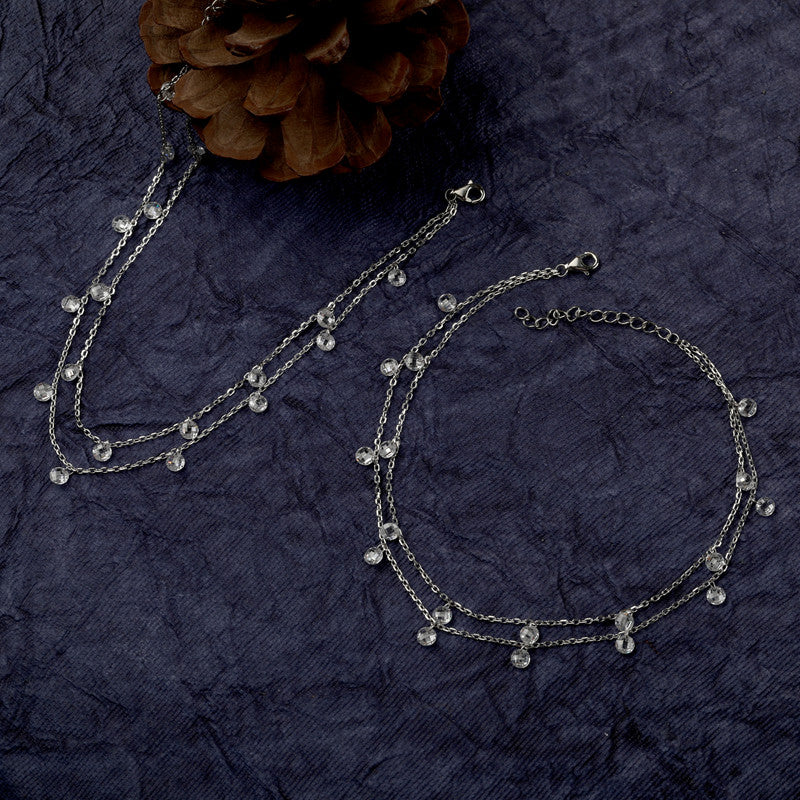 925 Silver Double Ball Anklet