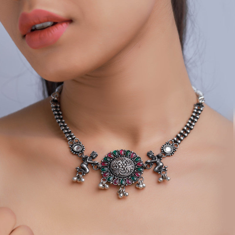 925 Silver Oxidised Mermaid Layered Necklace