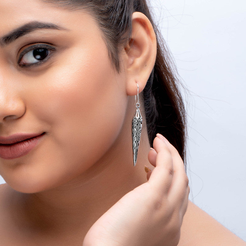 Oxidized Silver Filigree Cone Earrings