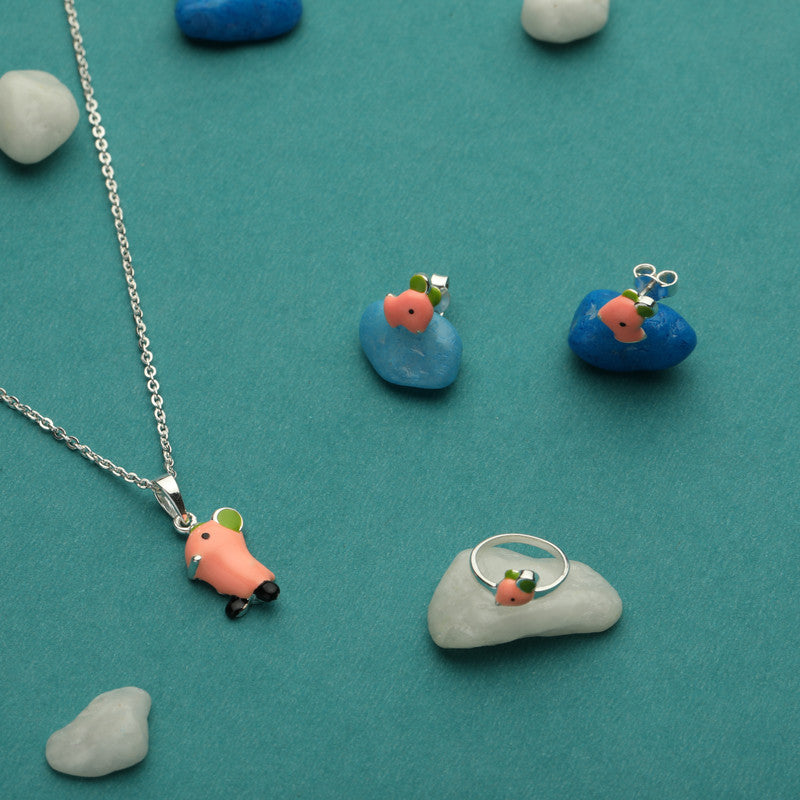 Kids Duck Pendant & Ring Set