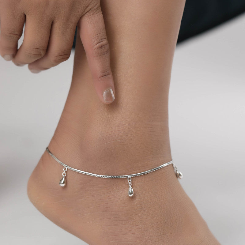 925 Silver Oval Drop Anklet