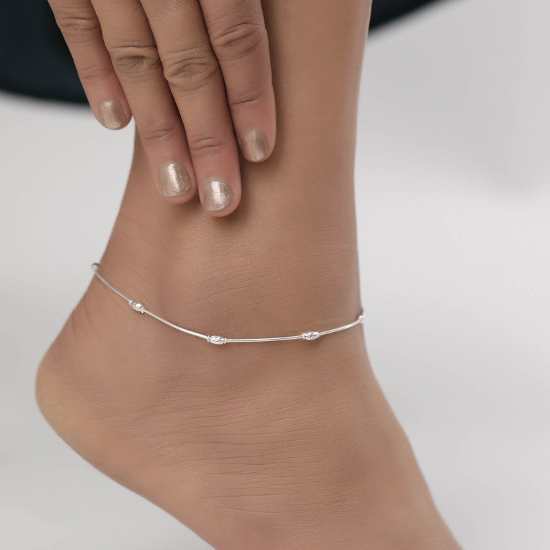 925 Silver Mirror Ball Anklet