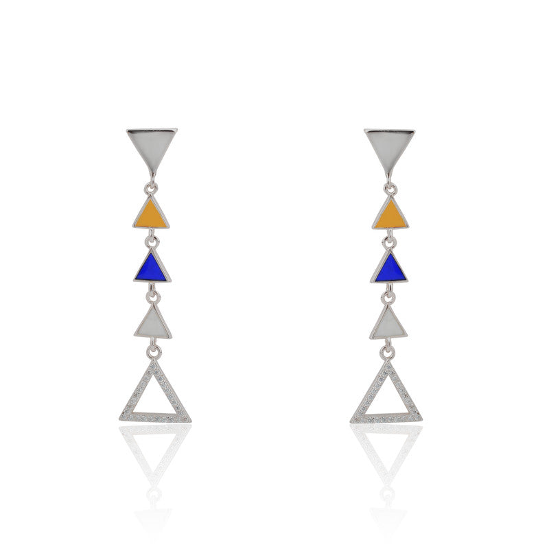 925 Silver Multicolor Triangle Earrings