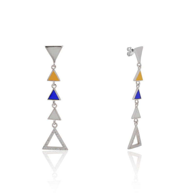 925 Silver Multicolor Triangle Earrings