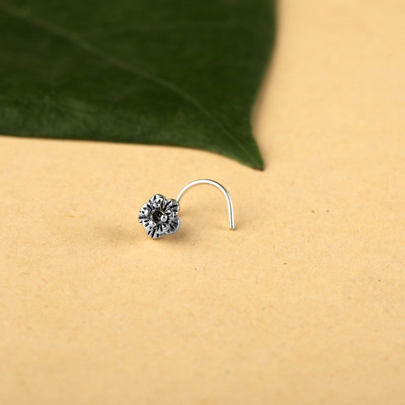 925 Oxidised Rang Nose Pin displayed on festive prop – Raksha Bandhan and Bhai Dooj gift idea