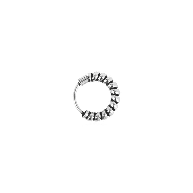 925 Oxidised Rasiya Nose Ring on white background – silver festive jewellery gift for Diwali